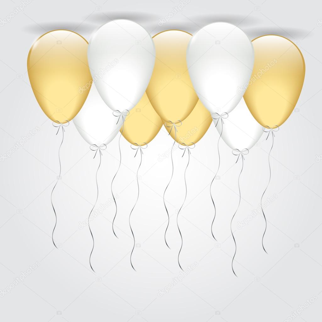 Illustration Holiday Background with Gold and Silver Balloons 