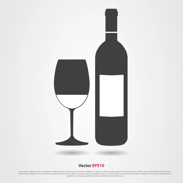 Silhueta preta de garrafa de vinho e vidro —  Vetores de Stock