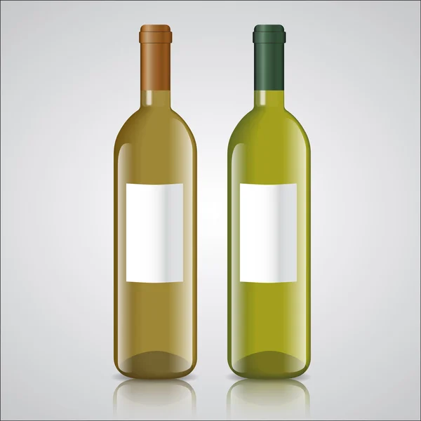 Tři lahve bílé a červené víno s popisky — Stockový vektor