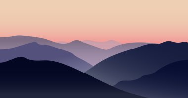 Vector mountain sunset  landscape clipart