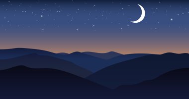 Vektör dağ gece manzarası