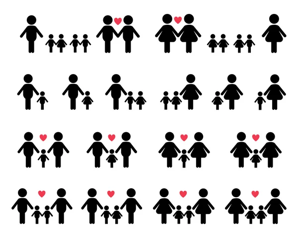 Iconos vectoriales familiares gay y lesbiana — Vector de stock