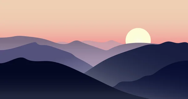 Vector montanha pôr do sol paisagem — Vetor de Stock