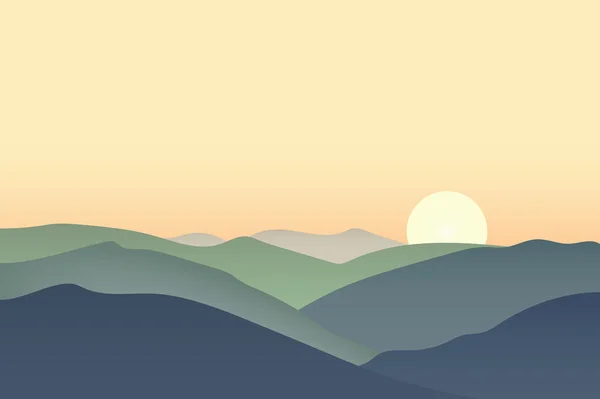 Vector mountain sunrise landscape — Stock Vector