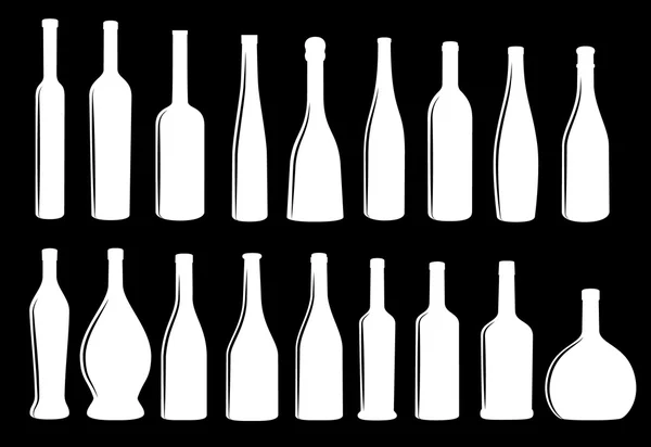 Vino botella icono vector colección eps 10 vector — Vector de stock