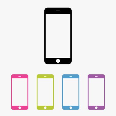 Düz çok renkli akıllı telefon simge kümesi