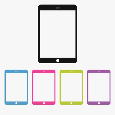 Beş düz tablet simge kümesi