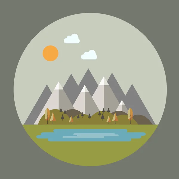 Paisaje de montaña en estilo plano — Vector de stock