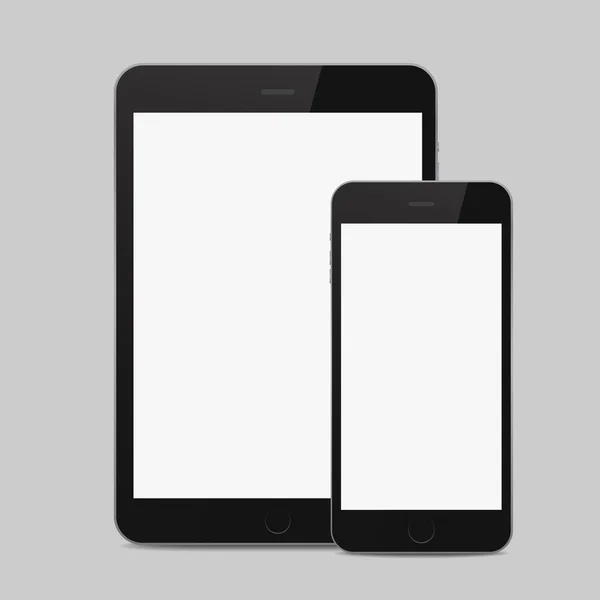 Schwarzes Smartphone und Tablet-Symbol — Stockvektor