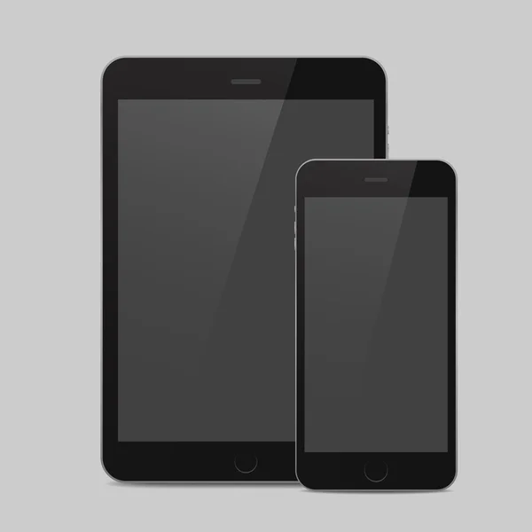 Schwarzes Smartphone und Tablet-Symbol — Stockvektor