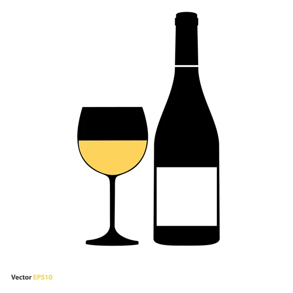 Copa y botella de vino — Vector de stock