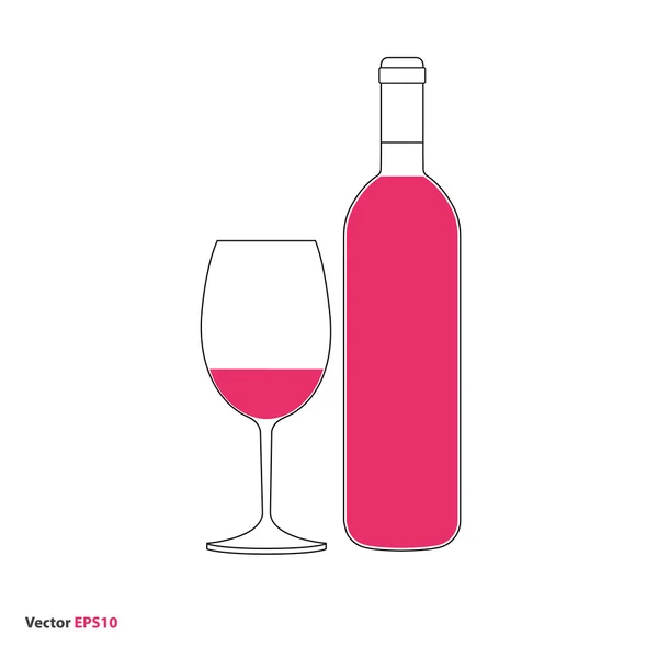 Copa y botella de vino — Vector de stock