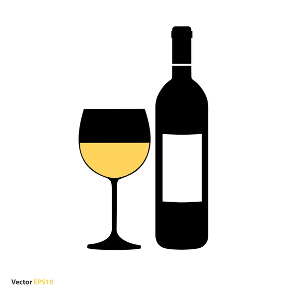 Vidro e garrafa de vinho —  Vetores de Stock