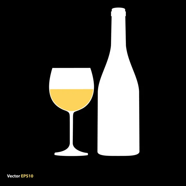 Verre et bouteille de vin — Image vectorielle