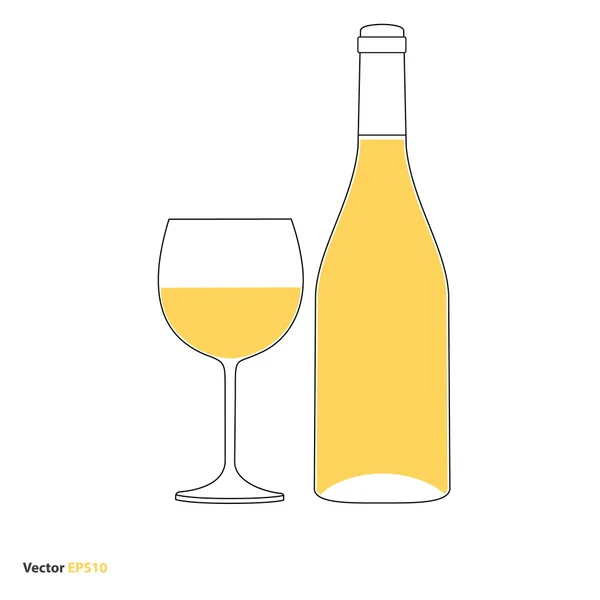 Copa y botella de vino — Vector de stock