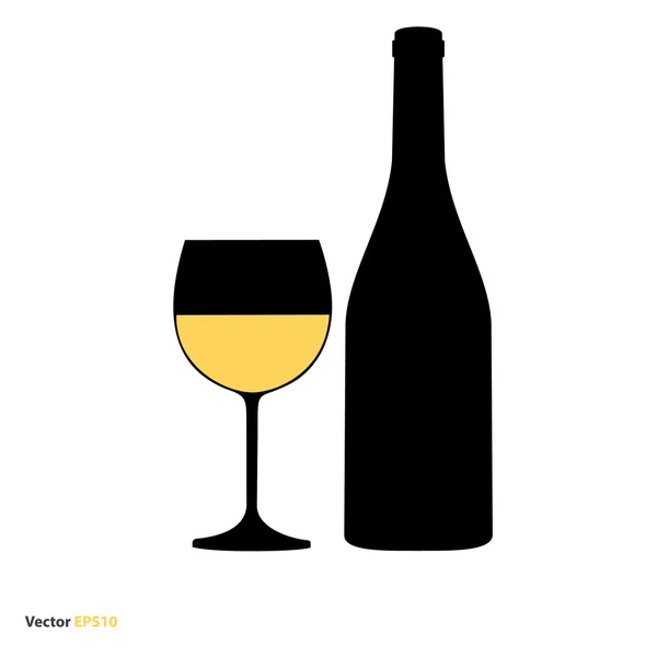 Copa y botella de vino — Vector de stock