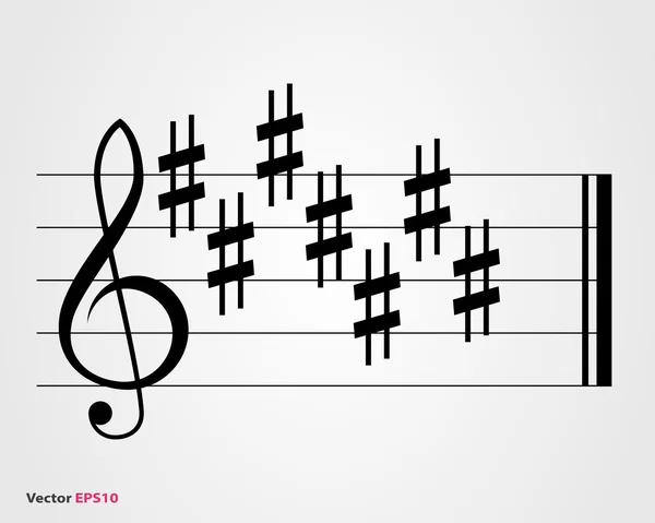 Sharp key signature — Stock Vector