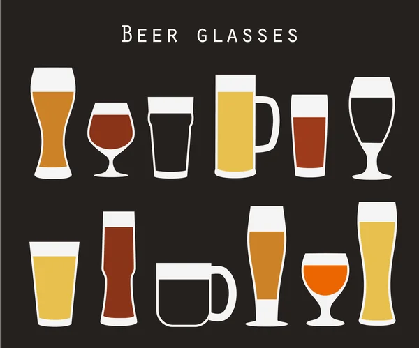 Set of beer glasses — Stock Vector