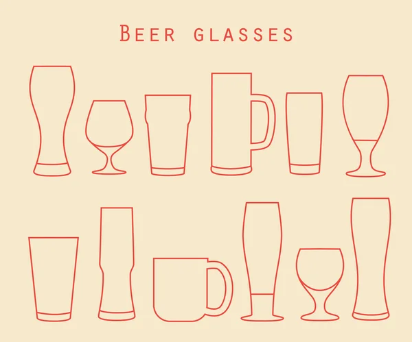 Conjunto de copos de cerveja — Vetor de Stock