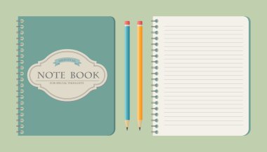 Küme yazma kağıt, kalem ve ve not defterleri