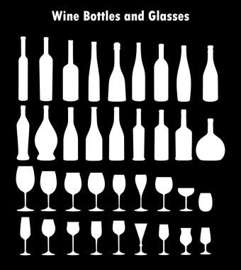 Vektör şarap cam ve şişeler