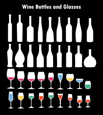 Vektör şarap cam ve şişeler