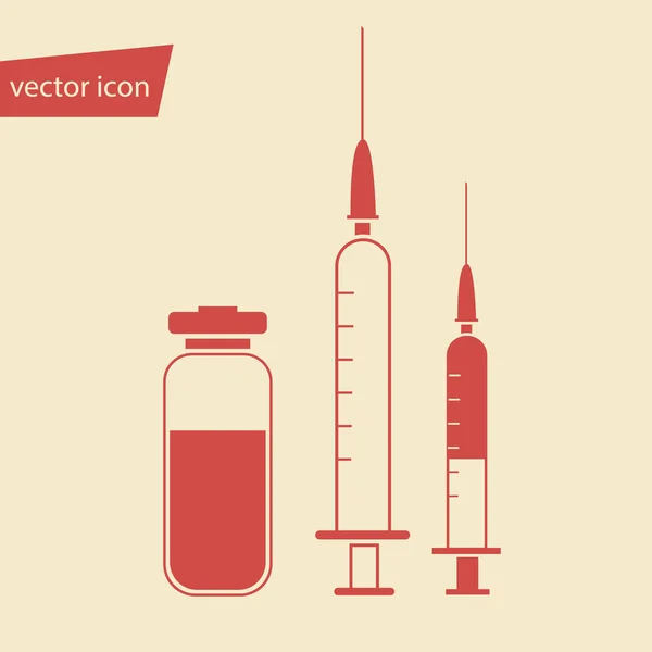 Jeringas médicas vectoriales y ampollas — Archivo Imágenes Vectoriales