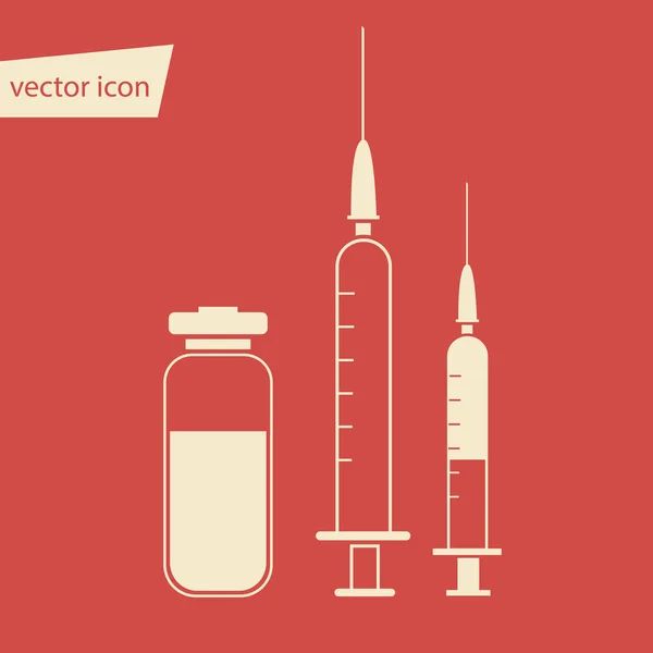 Jeringas médicas vectoriales y ampollas — Archivo Imágenes Vectoriales