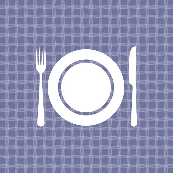 板刀和叉在桌布上 — 图库矢量图片