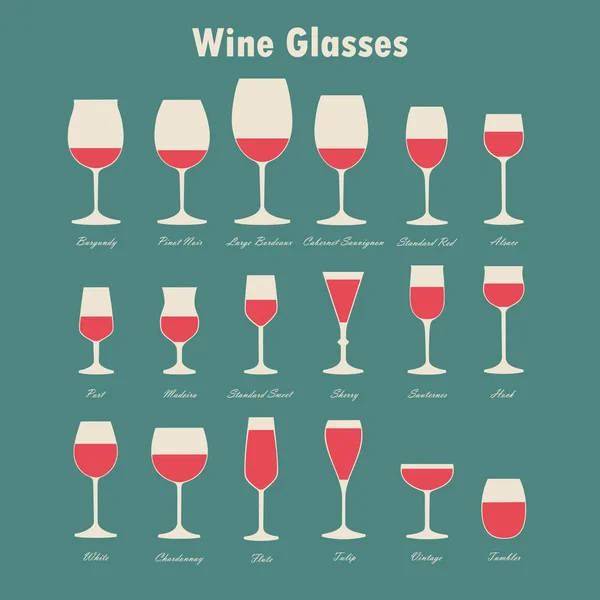 组的向量葡萄酒玻璃和瓶子 — 图库矢量图片