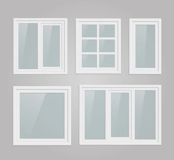 Uppsättning av metall plast fönster — Stock vektor