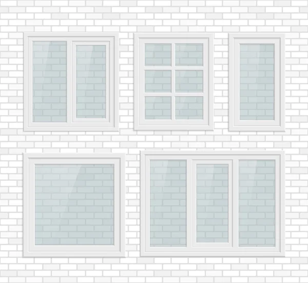 Conjunto de ventanas de plástico metálico — Vector de stock