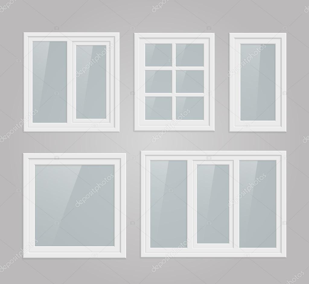 Set of metal plastic windows
