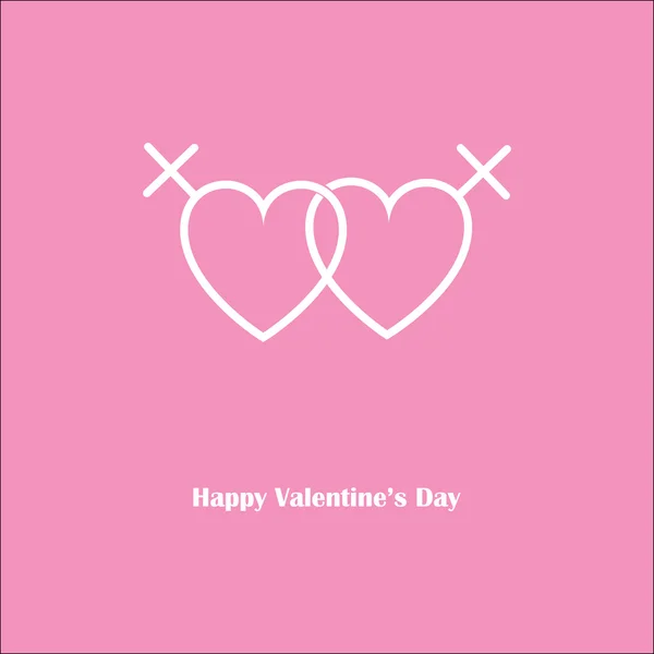 Happy Valentijnsdag liefde lesbische roze kaart — Stockvector