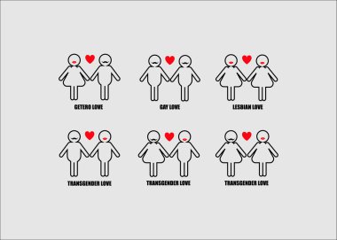 Beyaz arka planda siyah Lgbt simgeler