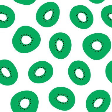 Kiviyle kusursuz desen. Vektör tropikal meyve. Beyaz bir arkaplanda izole edilmiş.