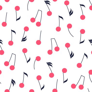   Vektör sevimli karakterler. Kirazlar şarkı söyler. Yaprak mikrofonu taklit eder. Beyaz bir arka planda izole edilmiş. Yazdır, kartpostal, poster, çıkartma.