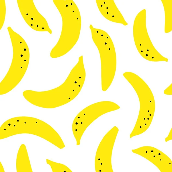 バナナとのシームレスなパターン ベクトルトロピカルフルーツ 白い背景に隔離された — ストックベクタ