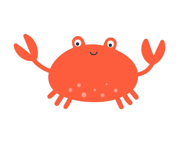 Happy Red Crab Vector Cute Character Hand Drawn Doodle Isolated — Stock Vector