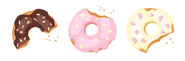 Rosquillas Vidriadas Ilustración Vectorial Aislada Sobre Fondo Blanco — Vector de stock