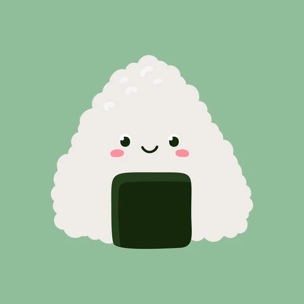 Onigiri Rouleau Sushi Avec Nori Vue Latérale Design Personnage Mignon — Image vectorielle