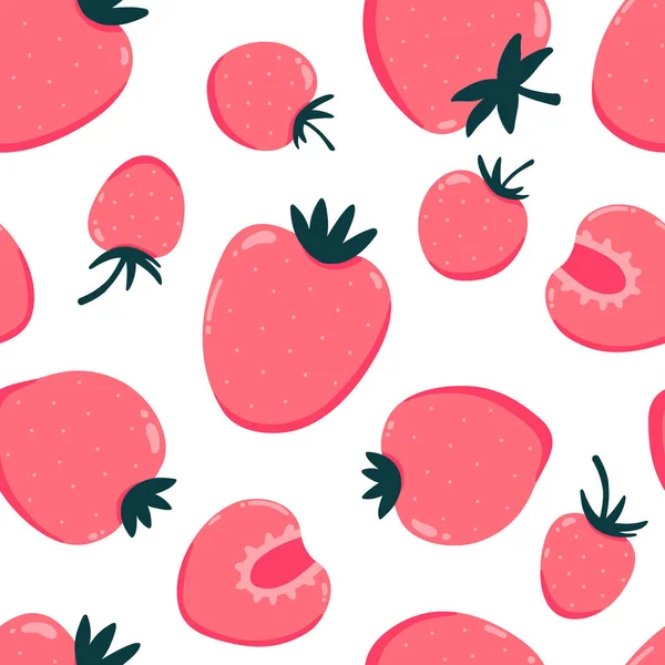 Modèle Sans Couture Vectoriel Avec Jolies Fraises — Image vectorielle