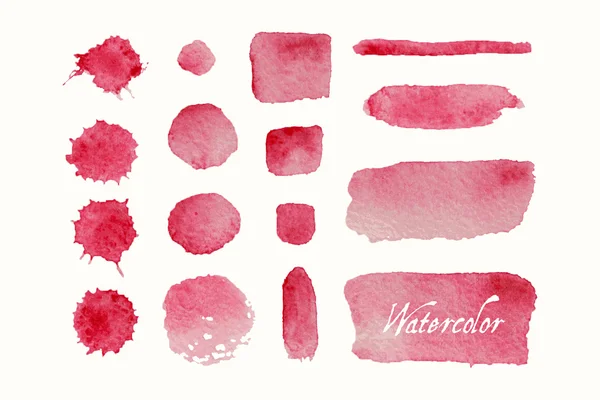 Set of red watercolor blobs and spots — Stock Vector