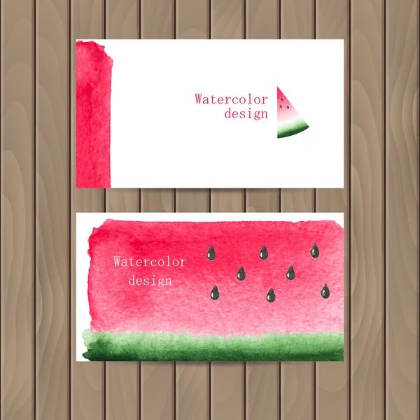 Vektor visitkort med akvarell strukturen på vattenmelon — Stock vektor