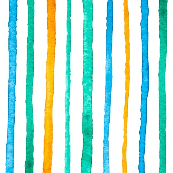 Pattern with watercolor strips of blue, green and yellow. — Stock Vector