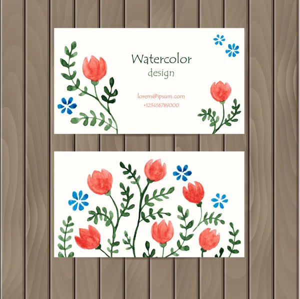 Vektör Kartvizit suluboya çiçekli