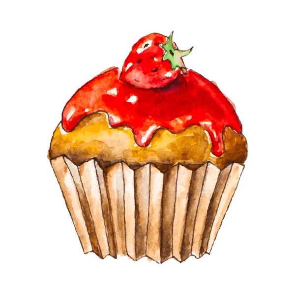 Aquarell-Cupcake — Stockvektor