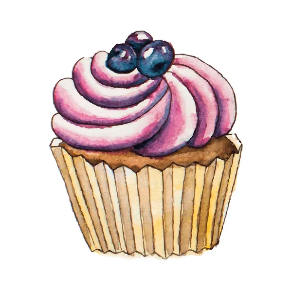 Aquarell-Cupcake — Stockvektor