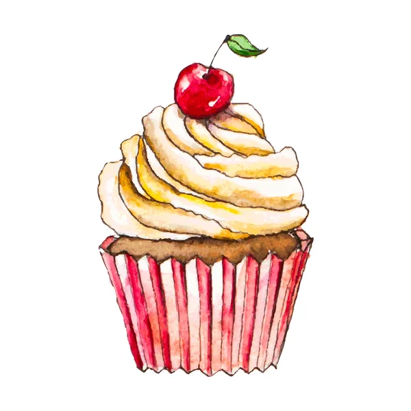 Aquarell-Cupcake — Stockvektor