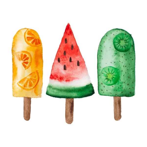 Vektör suluboya meyve dondurma